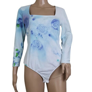 Free People Truth Or Square Happy Face Bodysuit White Basic